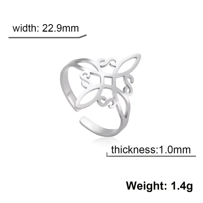 Nouvelle bague nœud de sorcière 2026 pour femme, en acier inoxydable, ajustable, anneaux ouverts, bi