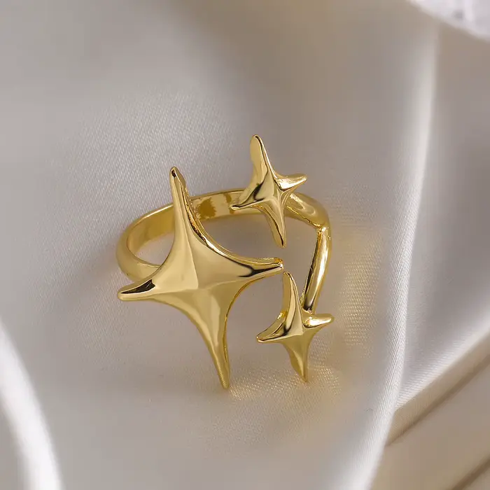 Nouvelle bague européenne et américaine en acier inoxydable, Niche Design pour adolescents, avec étoile comme un tempérament minimaliste et Cool personnalisé