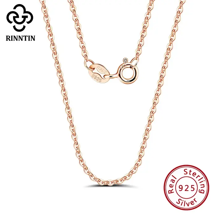 Rinntin or Rose 925 en argent Sterling mode câble lien chaînes collier pour femmes mince cou chaîne accessoires bijoux SC06