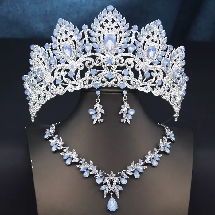 Parures de bijoux de mariée de luxe pour femmes : collier