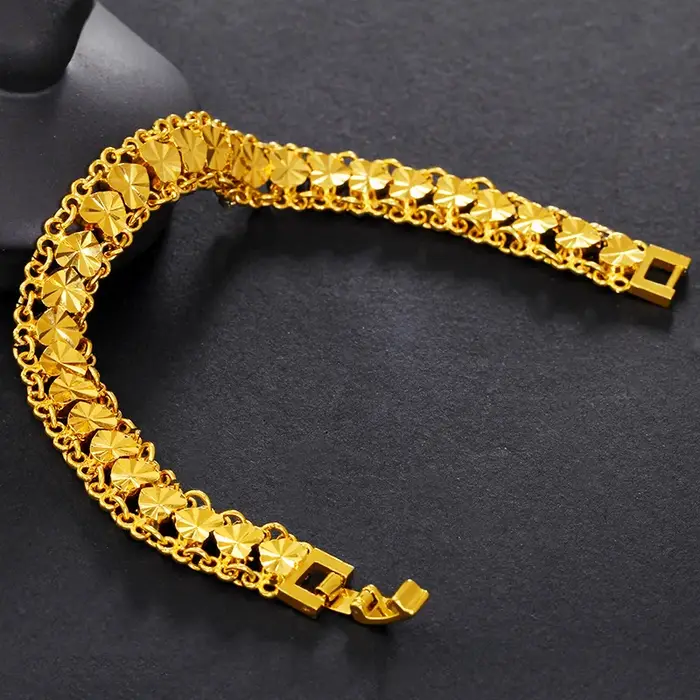 Bracelet en argent 925 plaqué or 24 carats pour femmes
