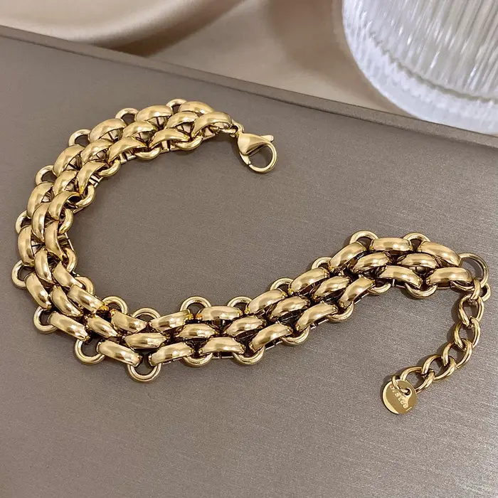 Bracelet à chaîne épaisse en acier inoxydable pour femmes