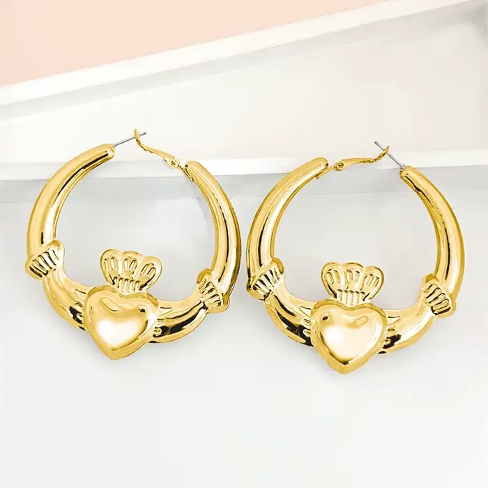 Boucles d'oreilles Love Crown, couleur or simple, haut de gamme, tendance populaire, vente chaude, a