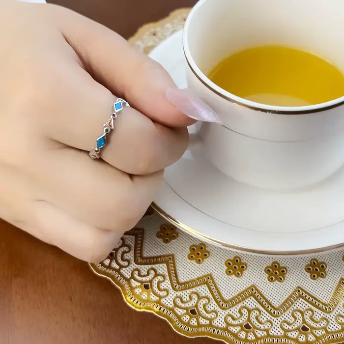 Bague en argent sterling 925 sertie de turquoises européennes bohème pour femmes occasions spéciales engagement cadeau mariage