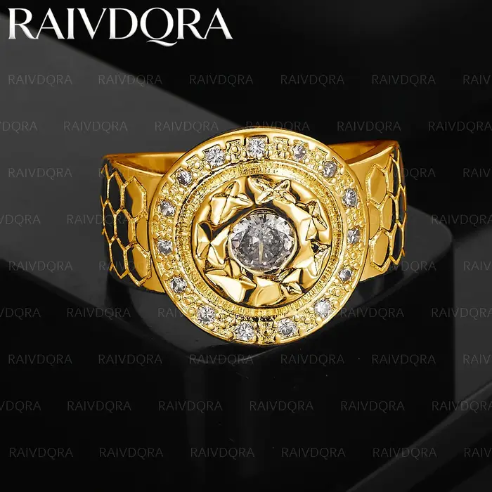 Bague fine ronde large plaquée or 18 carats avec zircon pour femme, bijoux de mode, accessoires de c