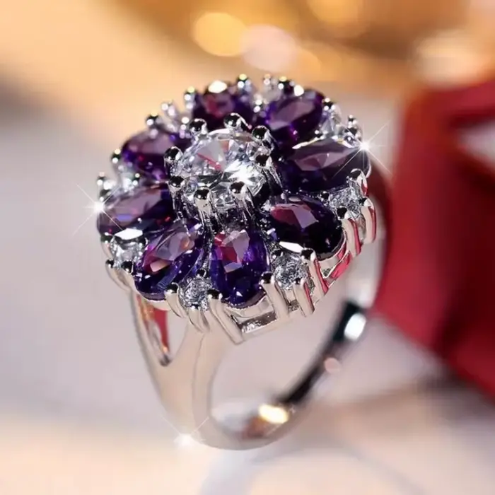 Bague en argent pour femme sertie de zircon avec 255 déclinaisons de couleurs pour bijoux de luxe élégants et personnalisés