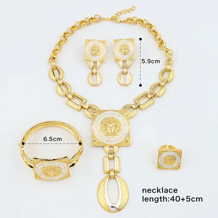 YM – ensemble de bijoux africains pour femmes couleur or 18K accessoires boucles d'oreilles collier Bracelet bague