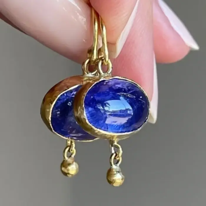 Boucles d'oreilles pendantes ovales bleu roi