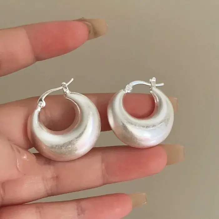 Boucles d'Oreilles en Argent Sterling 925 pour Femme, Bijoux Ronds, Bosse Simple, MAXdes Allergies, 