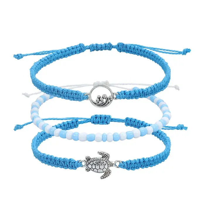 Bracelet ondulé de surf de plage pour femmes, bracelet de cheville tressé à la main, ajustable et ét