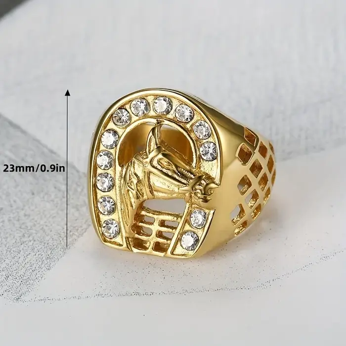 Bague en acier inoxydable plaquée or 18 carats avec motif animal de compagnie pour hommes et femmes occasions spéciales et partys