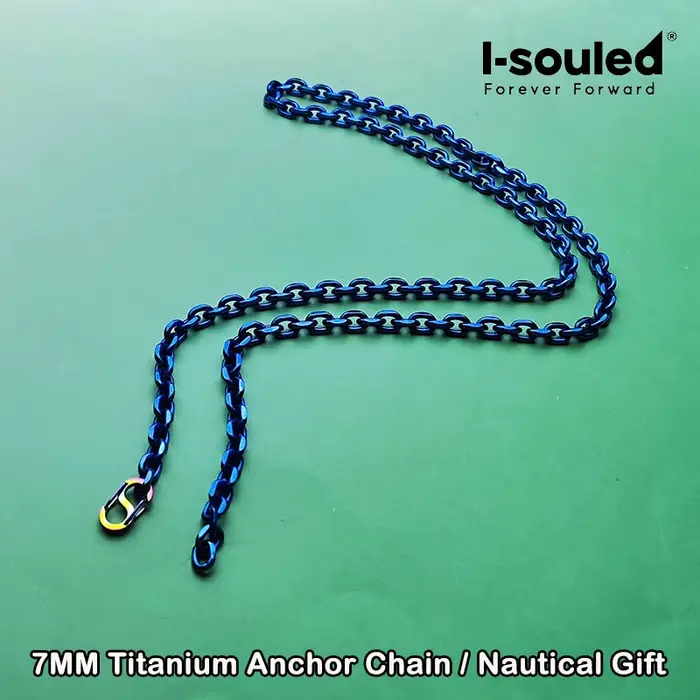 Collier en chaîne d'ancre en titane 7mm pour navigateurs et amoureux de l'océan cadeau pour homme et femme océan marine stabilité et force océanique style sportif
