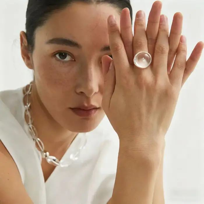 Bagues de luxe en cristal transparent blanc pour femmes