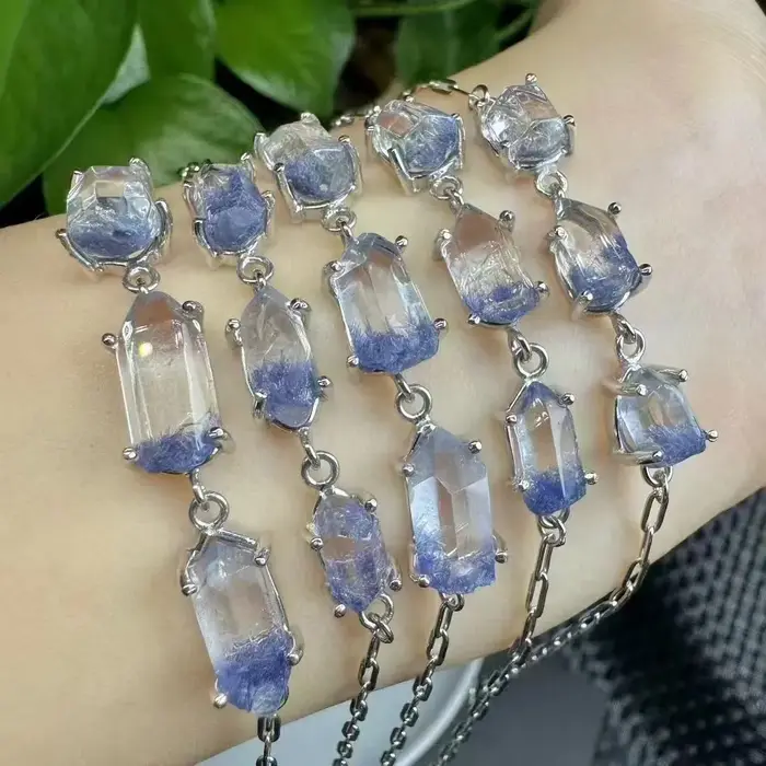 Unité un Bracelet 925 argent avec bonne qualité naturel Dumortierite cristal guérison