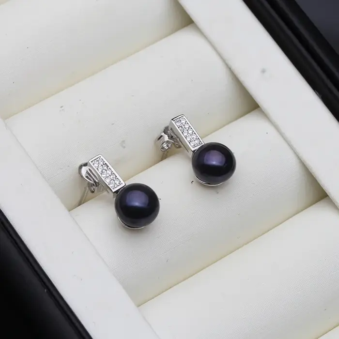 Boucles d'oreilles à tige perle rose en argent Chim925