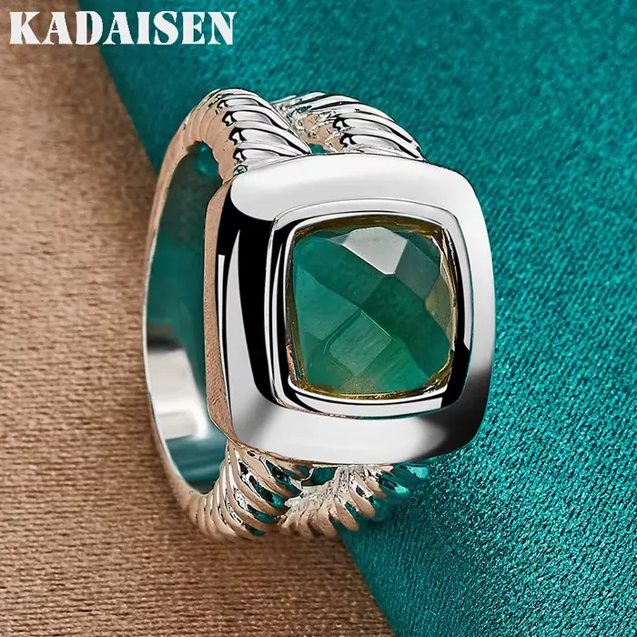 Bague en argent sterling 925 sertie de zircon vert pour femmes, bijou de luxe pour occasions spéciales, mariage, anniversaire