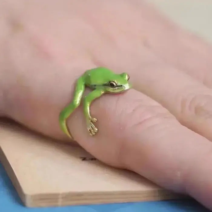 Mini bague grenouille arbre vert grenouille anneaux ouverts pour femmes hommes métal mignon Animal r
