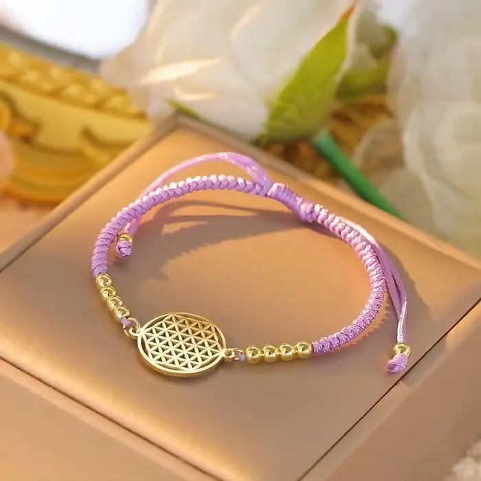 Bracelet Fleurs de Vie en Acier Inoxydable Géométrique Poignet Bijoux Cadeau pour Femmes Occasions Spéciales