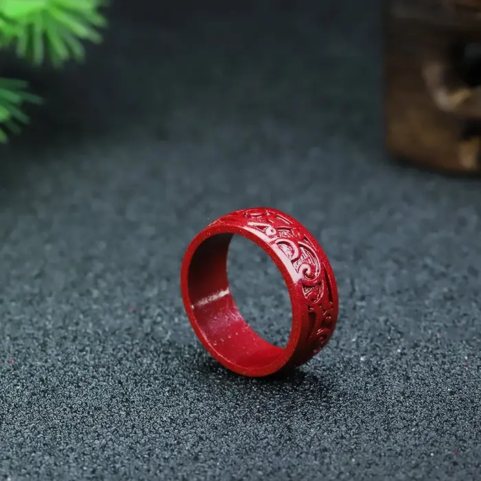 Bague cinabre brut naturel, bijoux de style ethnique à la mode et polyvalents