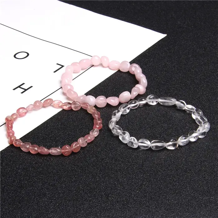 Bracelets en perles de gravier éclatées quartz rose bijoux santé amour bracelets à brins style classique