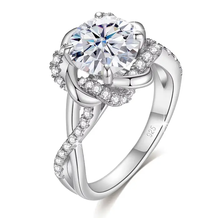 Szjinao Bague étoile de FC Moissanite 3 carats pour femme, or jaune, certificat, haute qualité, bijo