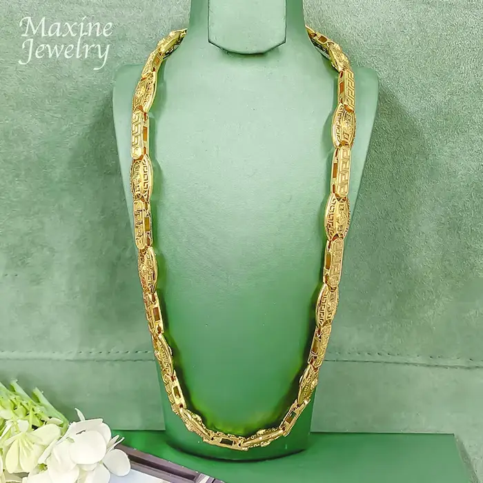 Collier long doré à maillons, plaqué or, style hip-hop, ensemble de bijoux pour homme, bijoux de fiançailles, cadeaux de luxe pour fêtes