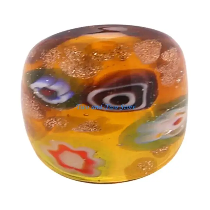 HX6F – bague en verre à motifs ethniques, ornée d'éléments sable doré, confortable, bijoux Festival 