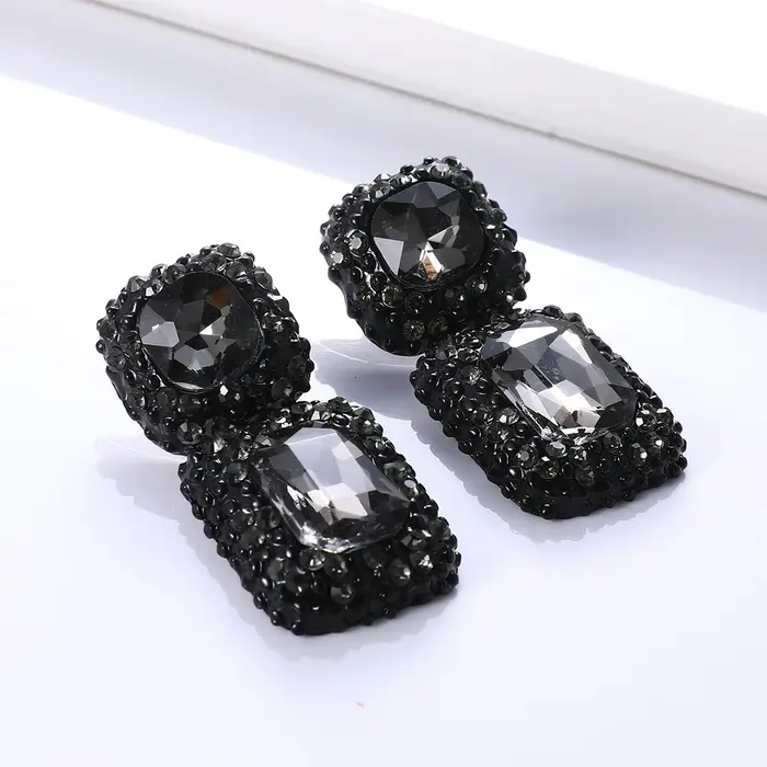 Boucles d'oreilles carrées pour femmes, bijoux fantaisie Vintage, accessoires de fête, Gunblack, gro