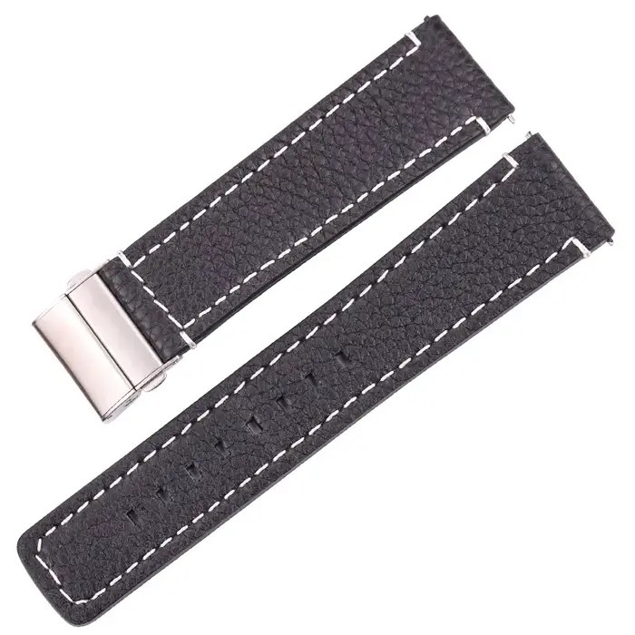 Bracelet de montre en cuir véritable pour femmes et hommes, 18mm, 20mm, 22mm, 24mm, noir, marron, bl
