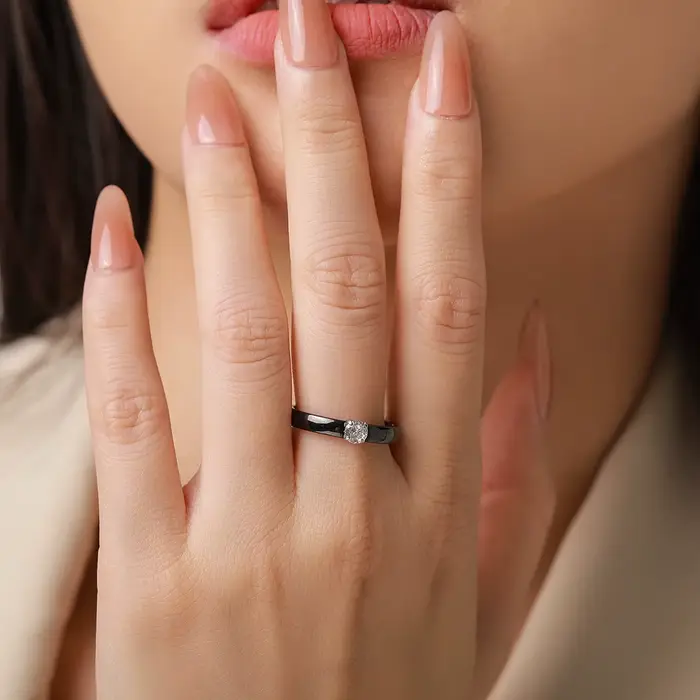 Bague de promesse classique en céramique fine pour femme, alliance de mariage avec pierres colorées, occasions spéciales, Saint Valentin, mariage