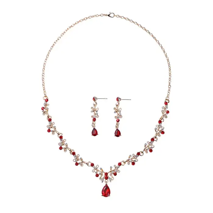 Ensemble collier et boucles d'oreilles intégrés en diamant d'eau pour mariée, bijoux de soirée à la mode, accessoires pour robe de mariée