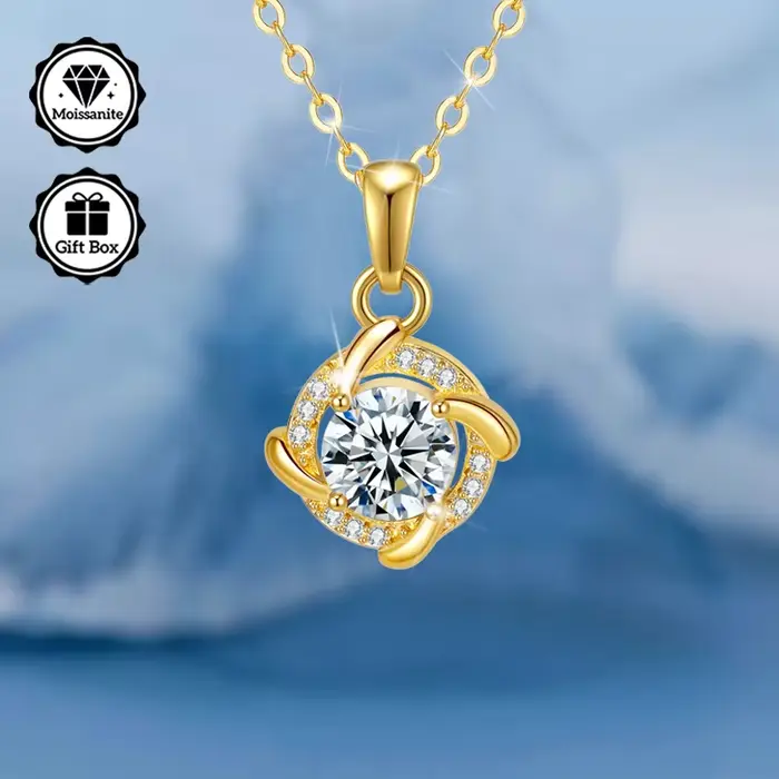 Collier moissanite 1 carat romantique en or plaqué hypoallergénique pour femme cadeau d'anniversaire occasions spéciales
