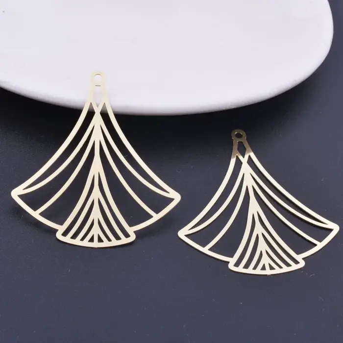 6 pièces 40*44mm couleur or clair breloques argent plaqué mince breloque boucle d'oreille en laiton pendentif bijoux
