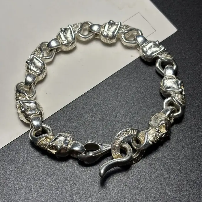 Bracelet de luxe tibétain en argent pour hommes et femmes, crâne de bénédiction de dieu, porte-bonhe