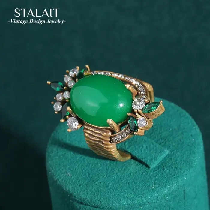 Bagues Vintage vert émeraude pour femmes