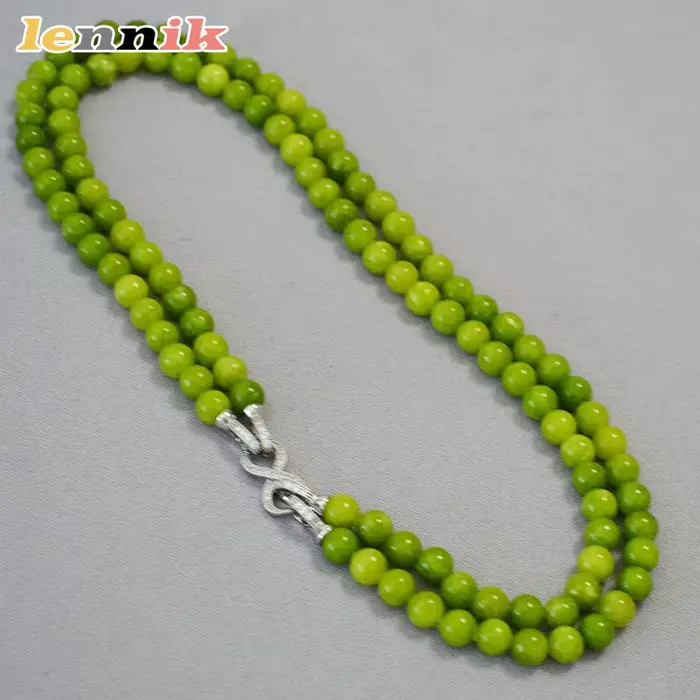 LENNIK Nouveau collier en serpentine olive de style chinois, chaîne superposée en zircon plaqué argent, réglable avec 8 fermoirs, bijoux de mode pour femmes