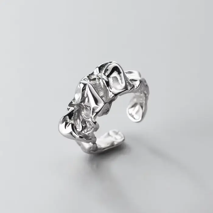 Bagues en argent Sterling 925 pour femmes, Couple minimaliste, fait à la main, Simple, large ouvertu