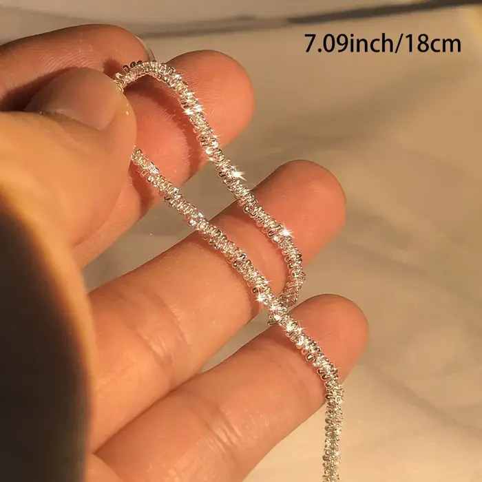 Collier en argent Sterling S925, clavicule scintillante de 2mm, chaîne de pull, bijoux à breloques h