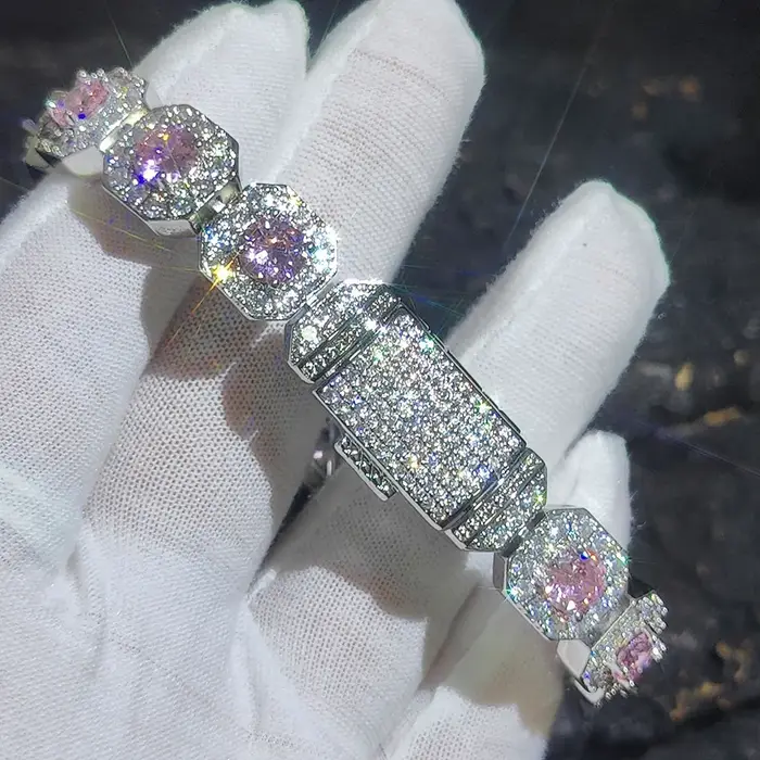 Bracelet de tennis en grappes Iced Out, bracelets à maillons cubains, bijoux pour elle ou lui, cadea