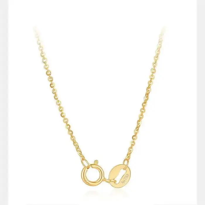 Collier femme en or 18 carats AU750, chaîne de clavicule délicate avec un design scintillant à maill