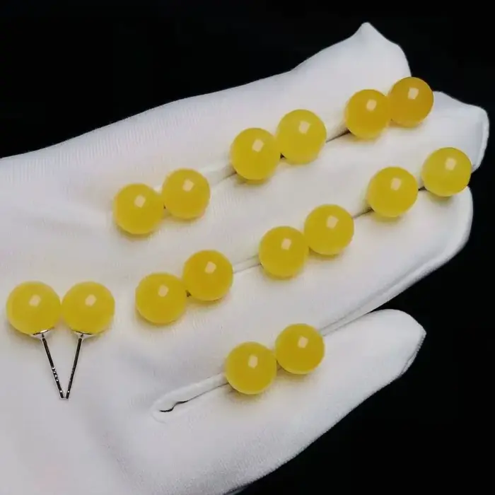 Boucle d'oreille en argent 925, ambre baltique naturel, perle de 9 à 10mm, clou d'oreille minimalist