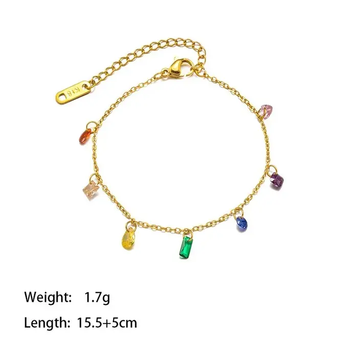 Kolmnsta bohême coloré CZ cristal collier ras du cou pour femmes filles en acier inoxydable pendenti
