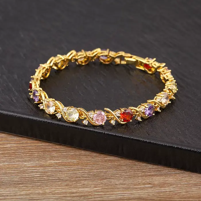 Nidin-Bracelets à breloques en cristal brillant pavé esthétique élégant pour femme
