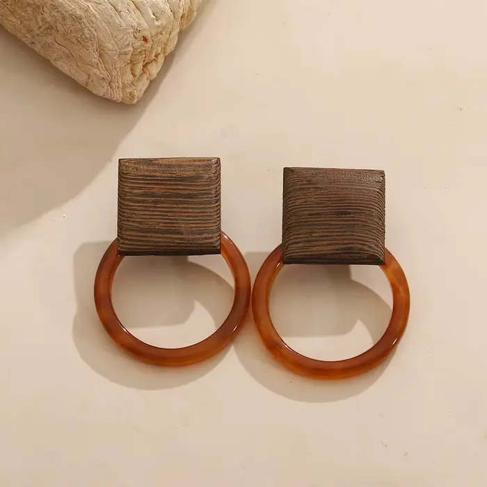 AENSOA – boucles d'oreilles Vintage en résine de bois à rayures, Style Multiple, mode en acier inoxy