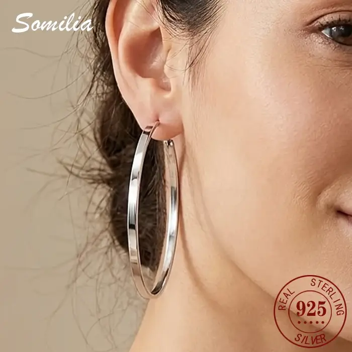 Grandes boucles d'oreilles en argent sterling 925 pour femmes