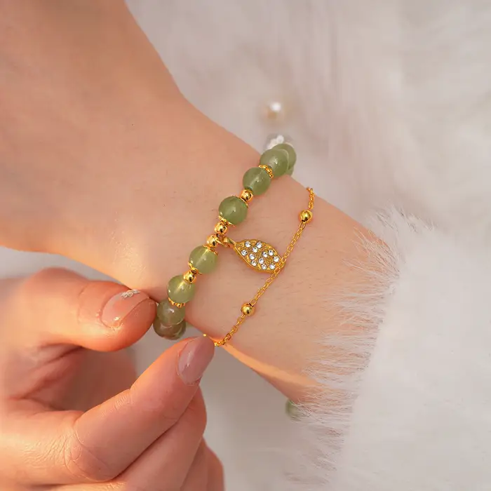Bracelet en Jade vert de style chinois pour femmes