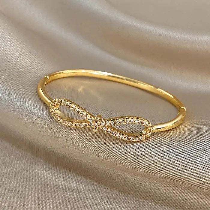 Freetry luxe irrégulier plaqué or Bracelets pour femme exquis incrusté Zircon arc bracelet à breloques nouvel an bijoux cadeau