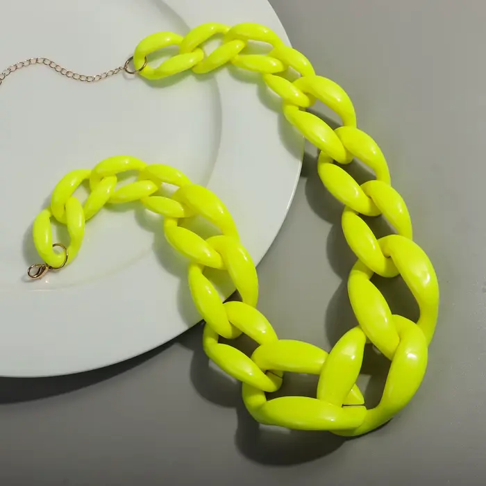 FishSheep-Collier Chunky Jaune en Acrylique pour Femme, Grand Ras du Cou en Résine, Bijoux Unisexe, 