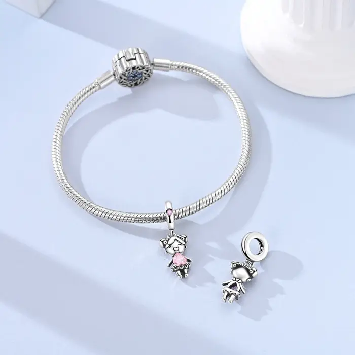 Breloque Cœur Petite Fille en Argent Sterling 925