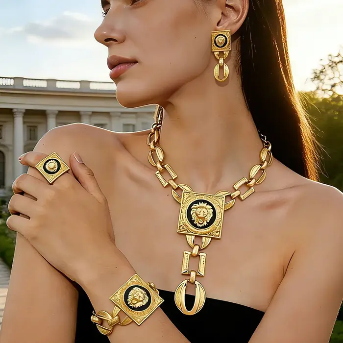 Ensembles de bijoux de tête de discussion plaqués or pour femmes